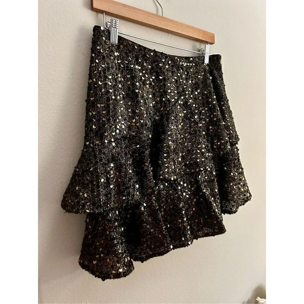 🆕 NWT Tularosa Mara Sequin Ruffle Skirt Size L